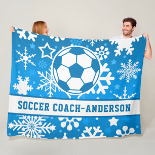 Personalisiert Blue Snowflakes Soccer Coach Name Fleecedecke