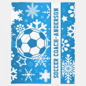 Personalisiert Blue Snowflakes Soccer Coach Name Fleecedecke (Vorderseite)