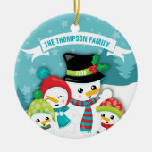 Personalisiert Blue Snowman Keramik Keramik Ornament (Vorne)