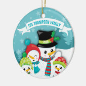 Personalisiert Blue Snowman Keramik Keramik Ornament (Links)