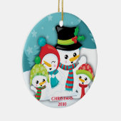 Personalisiert Blue Snowman Keramik Ornament (Rechts)