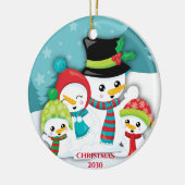 Personalisiert Blue Snowman Keramik Ornament (Links)