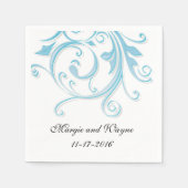 Personalisiert Blue Swirl Wedding Napkins Serviette (Vorderseite)