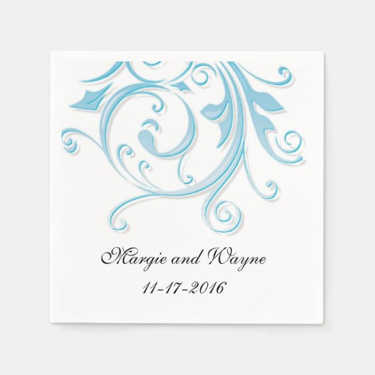 Personalisiert Blue Swirl Wedding Napkins Serviette (Vorderseite)