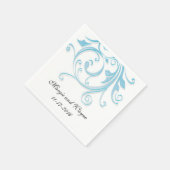 Personalisiert Blue Swirl Wedding Napkins Serviette (Ecke)