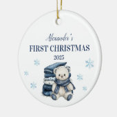 Personalisiert Blue Teddy First Christmas Keramik Ornament (Links)