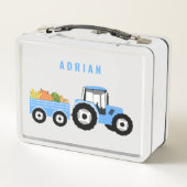 Personalisiert Blue Tracer LKW Farm School Metall Brotdose (Rückseite)