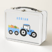 Personalisiert Blue Tracer LKW Farm School Metall Brotdose (Vorderseite)