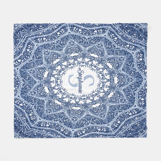 Personalisiert Blue Tree Branch Mandala Fleecedecke (Vorderseite (Horizontal))