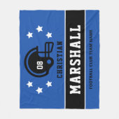 Personalisiert Blue und Black Football Player Name Fleecedecke (Vorderseite)