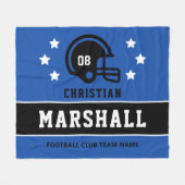 Personalisiert Blue und Black Football Player Name Fleecedecke (Vorderseite (Horizontal))