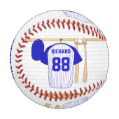 Personalisiert Blue und White Baseball Jersey (Vorderseite Links)