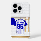 Personalisiert Blue und White Baseball Jersey Case-Mate iPhone Hülle (Rückseite)