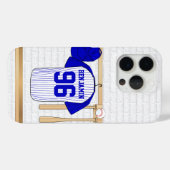 Personalisiert Blue und White Baseball Jersey Case-Mate iPhone Hülle (Rückseite (Horizontal))