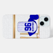Personalisiert Blue und White Baseball Jersey Case-Mate iPhone Hülle (Rückseite (Horizontal))
