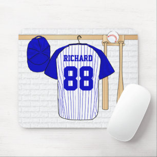 Personalisiert Blue und White Baseball Jersey Mousepad