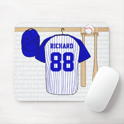 Personalisiert Blue und White Baseball Jersey Mousepad (Mit Mouse)