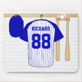 Personalisiert Blue und White Baseball Jersey Mousepad (Vorne)