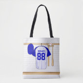 Personalisiert Blue und White Baseball Jersey Tasche (Vorderseite)