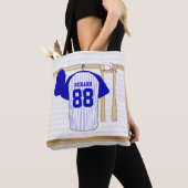 Personalisiert Blue und White Baseball Jersey Tasche (Von Nahem)
