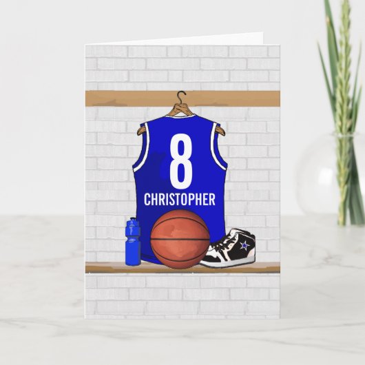 Personalisiert Blue und White Basketball Jersey Karte (Vorderseite)