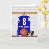 Personalisiert Blue und White Basketball Jersey Karte (Gelbe Blume)
