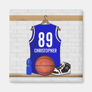 Personalisiert Blue und White Basketball Jersey Magnet