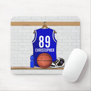 Personalisiert Blue und White Basketball Jersey Mousepad