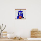 Personalisiert Blue und White Basketball Jersey Poster (Küche)