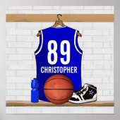 Personalisiert Blue und White Basketball Jersey Poster (Vorne)