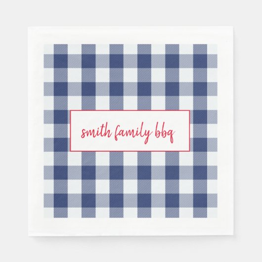 Personalisiert Blue und White Buffalo Kariert Napk Serviette (Vorderseite)