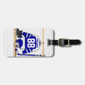 Personalisiert Blue und White Ice Hockey Jersey Gepäckanhänger (Vorderseite horizontal)