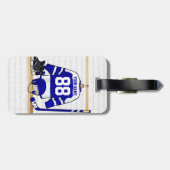 Personalisiert Blue und White Ice Hockey Jersey Gepäckanhänger (Rückseite horizontal)