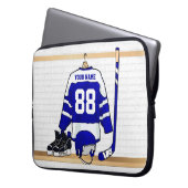 Personalisiert Blue und White Ice Hockey Jersey Laptopschutzhülle (Vorderseite Links)