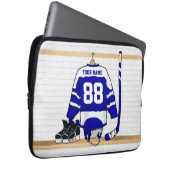 Personalisiert Blue und White Ice Hockey Jersey Laptopschutzhülle (Vorne Rechts)