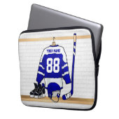 Personalisiert Blue und White Ice Hockey Jersey Laptopschutzhülle (Vorderseite Links)