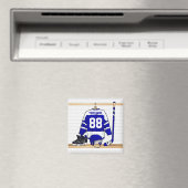 Personalisiert Blue und White Ice Hockey Jersey Magnet (In Situ (Geschirrspüler))