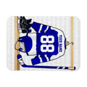 Personalisiert Blue und White Ice Hockey Jersey Magnet (Horizontal)