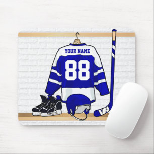 Personalisiert Blue und White Ice Hockey Jersey Mousepad