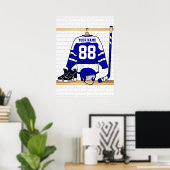 Personalisiert Blue und White Ice Hockey Jersey Poster (Heimbüro)