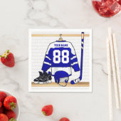 Personalisiert Blue und White Ice Hockey Jersey Serviette (Beispiel)