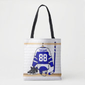 Personalisiert Blue und White Ice Hockey Jersey Tasche (Vorderseite)