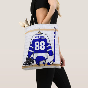 Personalisiert Blue und White Ice Hockey Jersey Tasche