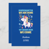 Personalisiert Blue Unicorn Kindergarten Abschluss Einladung (Vorne/Hinten)