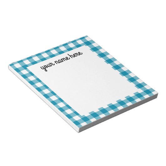 Personalisiert Blue Vichy Kariert Notepad Notizblock (angewinkelt)