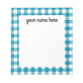 Personalisiert Blue Vichy Kariert Notepad Notizblock (Vorderseite)