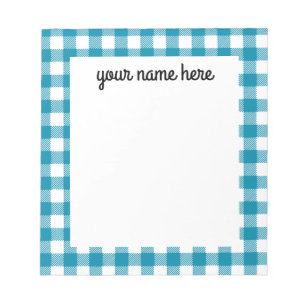 Personalisiert Blue Vichy Kariert Notepad Notizblock