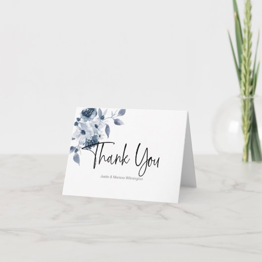 Personalisiert Blue Watercolor Dankeschön Karte (Vorderseite)