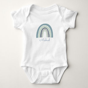 Personalisiert Blue Watercolor Rainbow Baby Boy Strampler