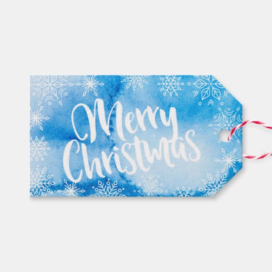 Personalisiert Blue Wcolor Weihnachtsgeschenke Geschenkanhänger (Vorderseite (Horizontal))